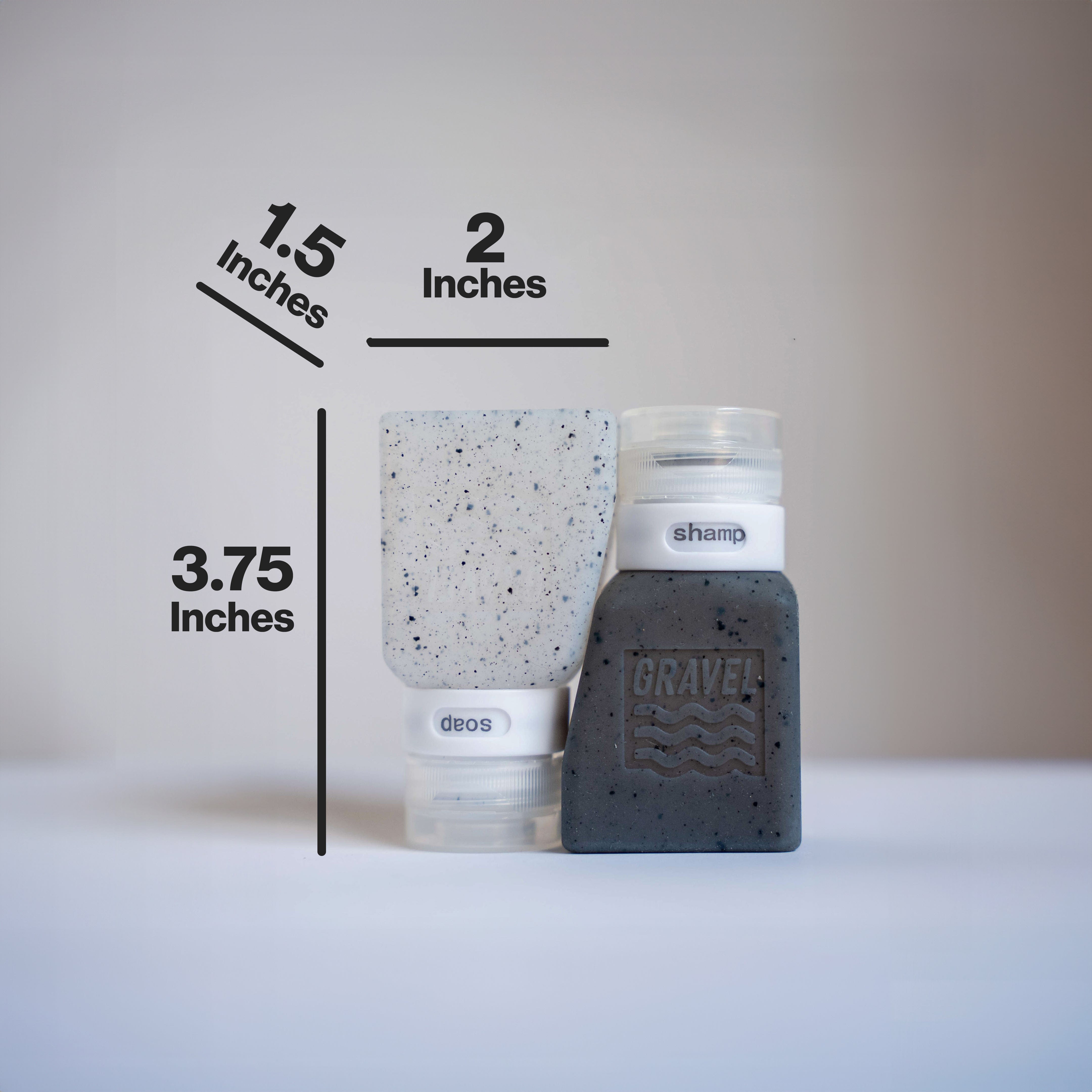 Gravel Travel Bottles Travel Bottles For Liquids 3oz (89 ml) (Two Pack) | Clear & Gray