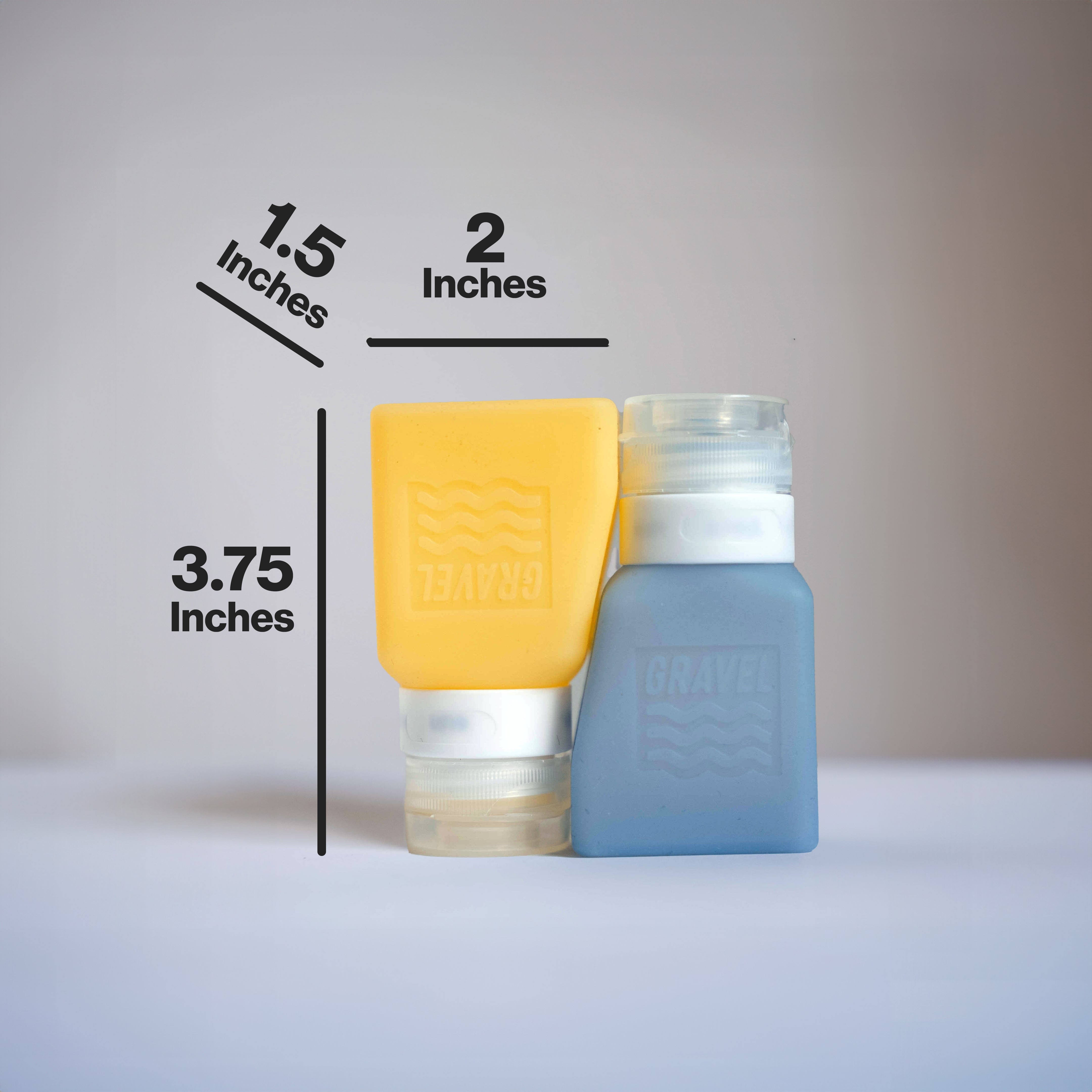 Gravel Travel Bottles Travel Bottles For Liquids 3oz (89 ml) (Two Pack) | Honey & Glacier