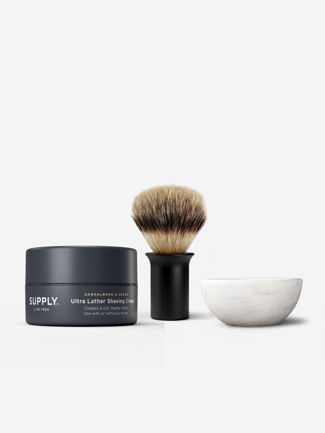 Supply Shaving Bundle Sandalwood & Cedar / Matte Black Perfect Shave Set