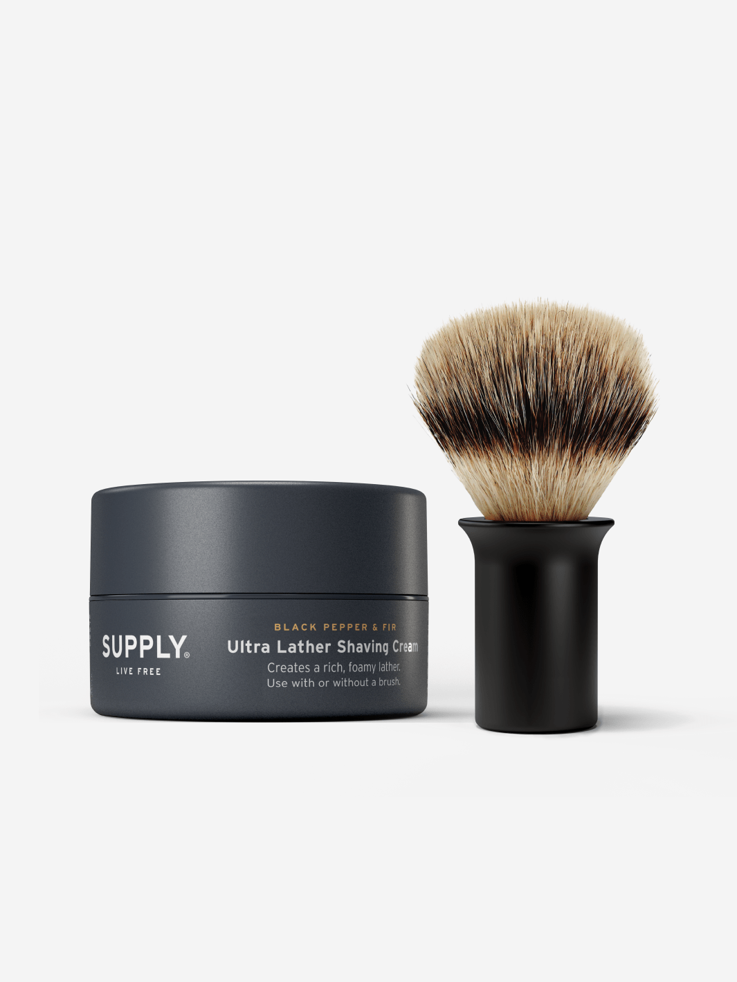 Supply Shaving Bundle Sandalwood & Cedar / Matte Black Shaving Cream Starter